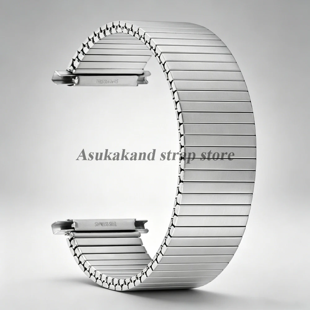 Bracelet de montre élastique en acier inoxydable argenté, 18mm, 20mm, 22mm, pour Seiko, Omega, pour hommes et femmes, Bracelet en métal à extension télescopique