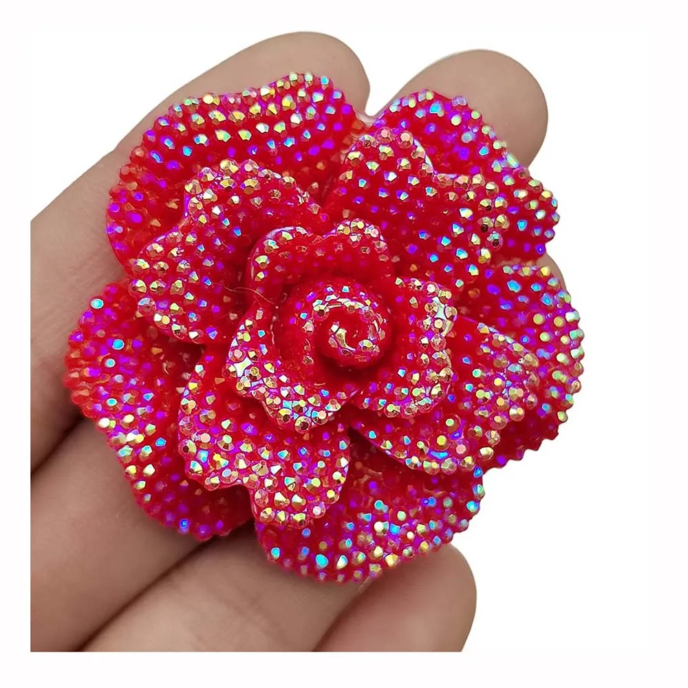 10/20PCS  45mm AB Glitter Roses Flower Flatback Flat Back Resin Cabochons Scrapbooking Phone Case Decor DIY Jewelry Hair Craft