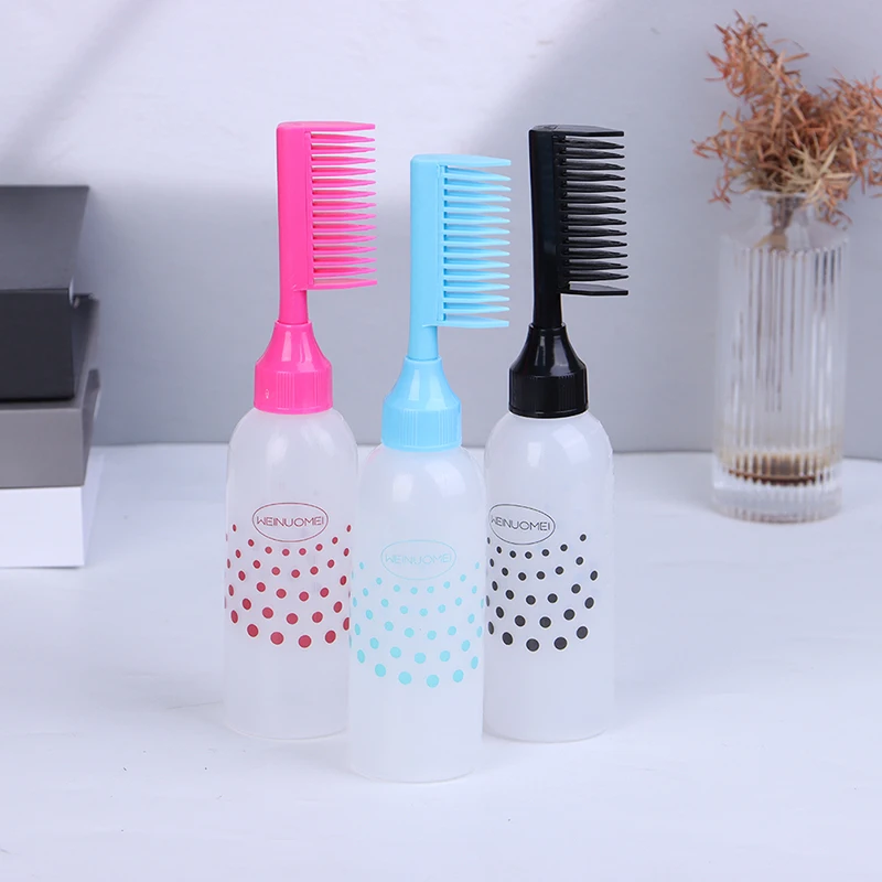 

150ml Multicolor Plastic Hair Dye Refillable Bottle Applicator Comb Dispensing Salon Hair Coloring Hairdressing Styling Tool