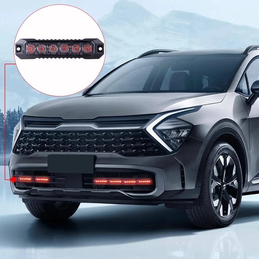 Red LED Flashing Warning Strobe Lamp Car Vehicle LED Mini Grille Head Sync Flash Lights Emergency Strobo Beacon Hazard Warning