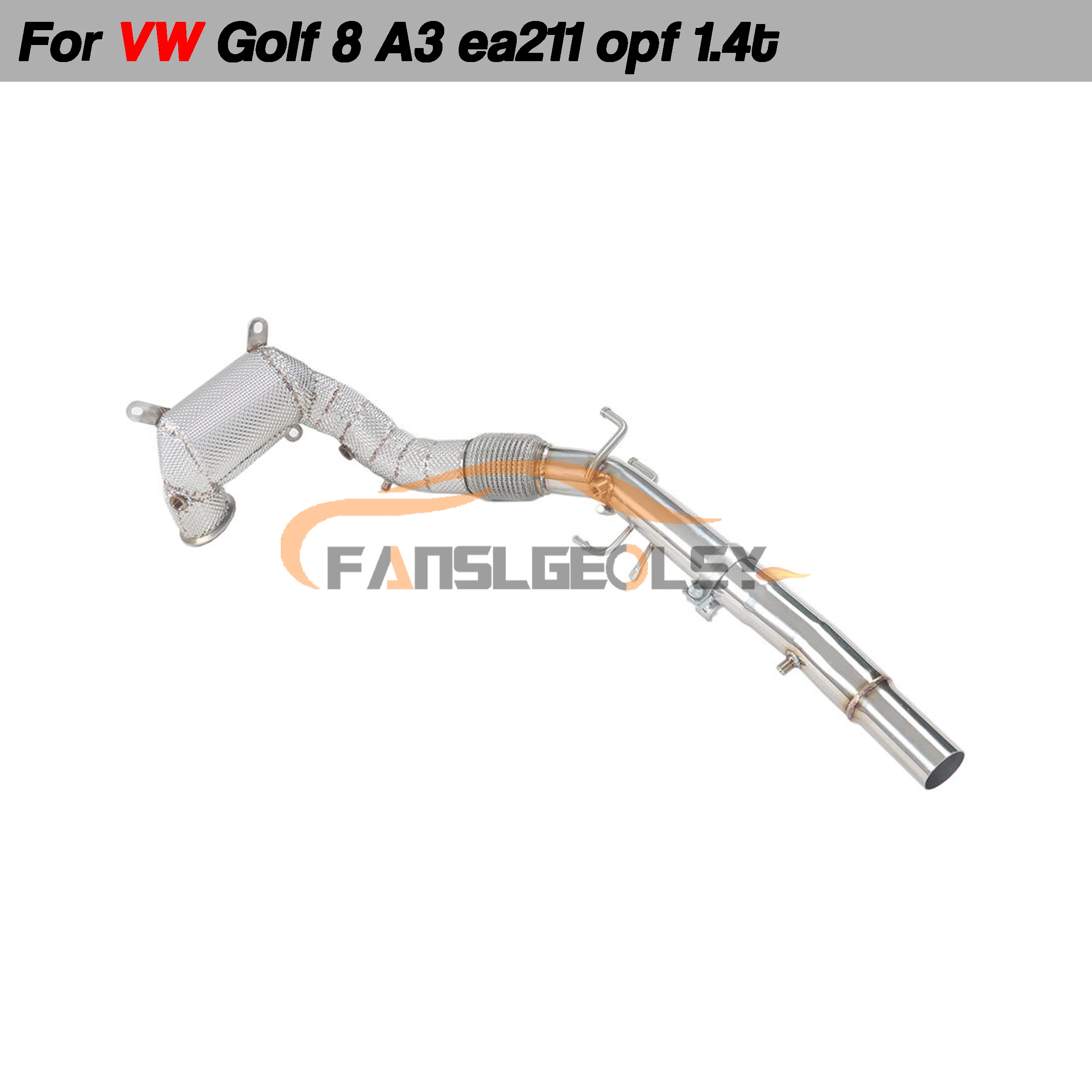 

For VW Golf 8 Stainless Downpipe Performance Exhaust System With Heat shield and catalytic converter Headers