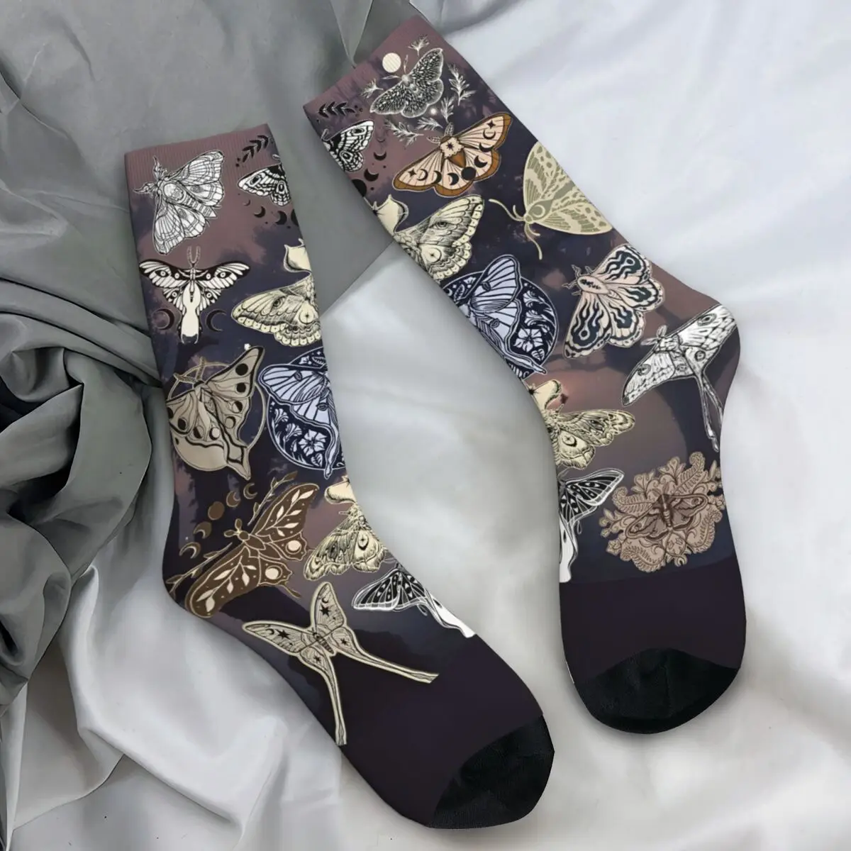 Bas de tatouage papillon de Style traditionnel Vintage, chaussettes graphiques d'automne antidérapantes pour adultes et hommes, chaussettes moyennes douces d'escalade