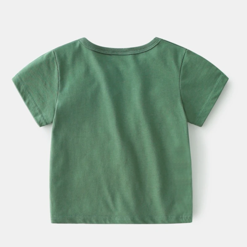 4 Pieces Per Pack Summer Baby Boy Cotton Clothes Children Cartoon Dinosaur Printed Shore Sleeve T-shirts Kid Breathable Top