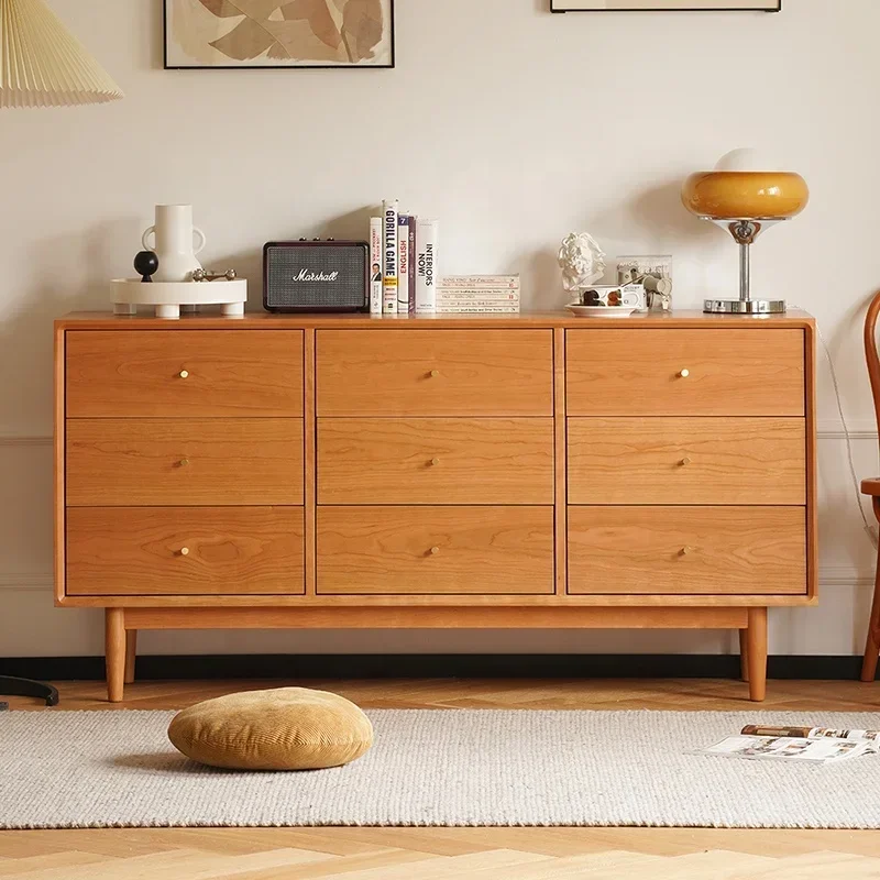 

# Шкаф для хранения из цельного дерева для гостиной, шкаф для белья, шкаф для спальни, 9-ящик, комоды