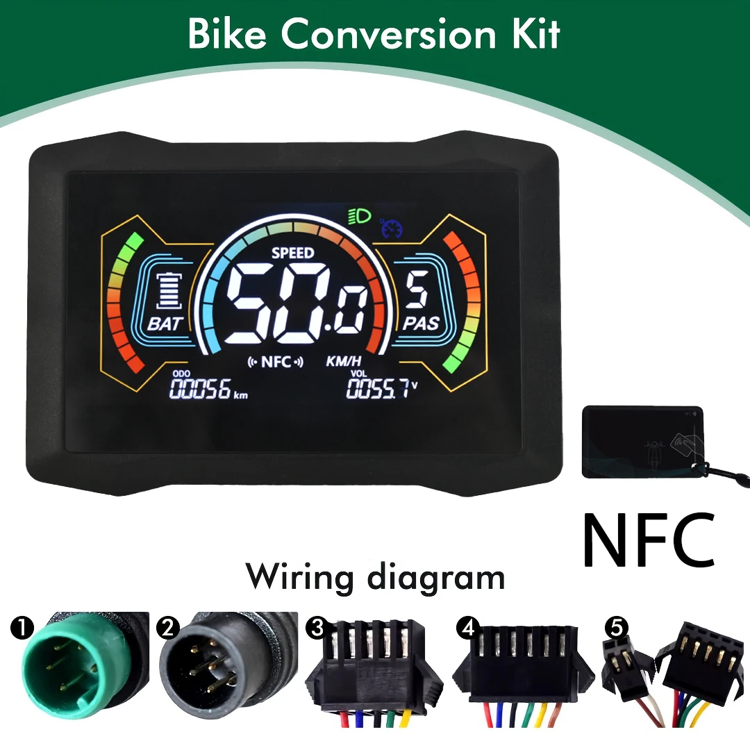 

UART2 H7C LCD NFC Display Dashboard Display Cycling Computer Odometer Meter Screen For Bicycle Electric Scooter