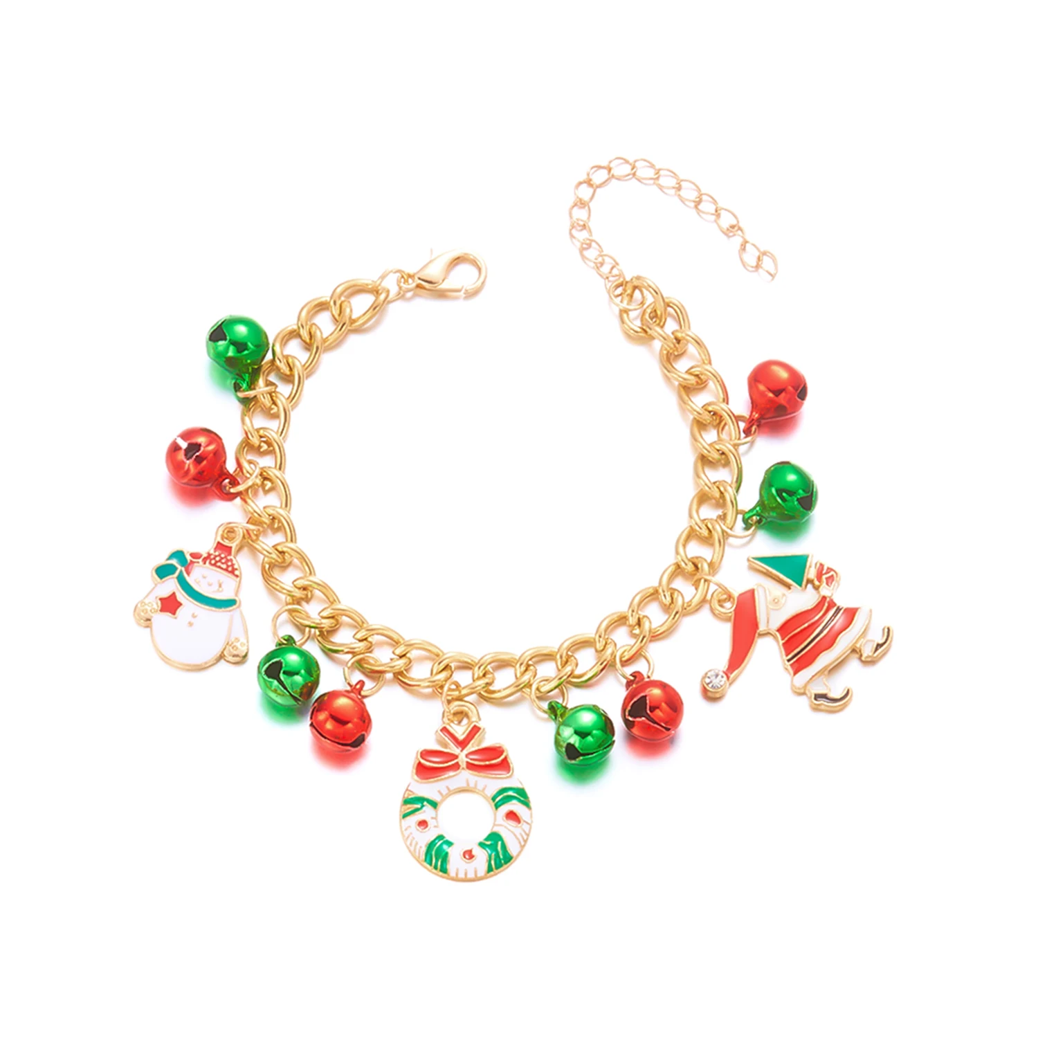 Kreative Weihnachtselemente Metallkette Armbänder für Frauen Männer Weihnachtsmann Baum Elch Schneemann Anhänger Halskette Festival Schmuck – Detail 12