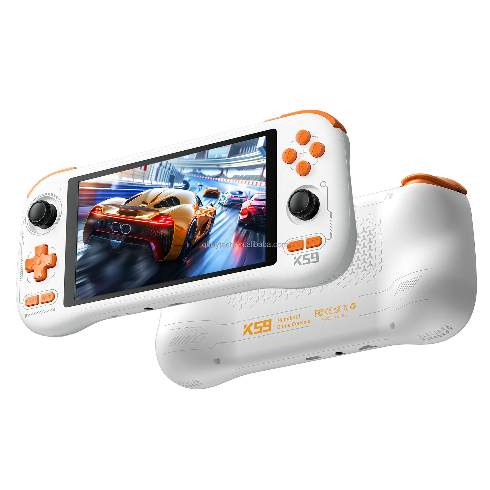

QBUY K59 Retro Mini Game Console 5.5 Inch IPS 128GB Android 14 HD Touchscreen Built-in WiFi Handheld Gaming 5000mAh Battery Play