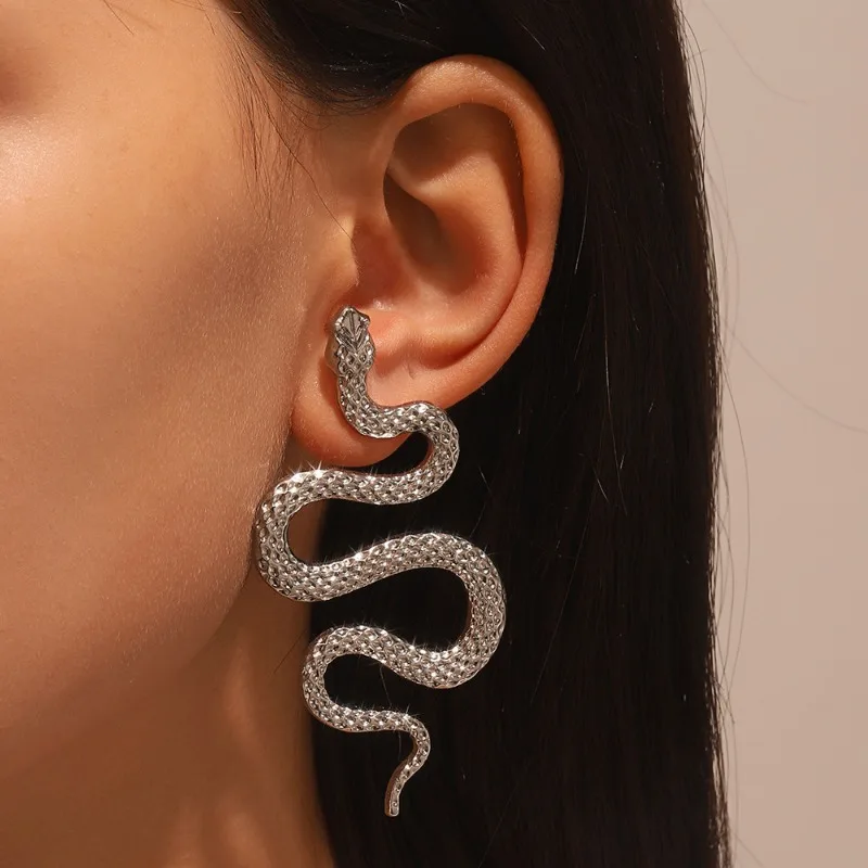 2pcs Sexy and Exaggerated Halloween Snake Stud Earrings for Women, Fashion Gothic Personalized Earrings Trend Girl Rock Jewelry image 3