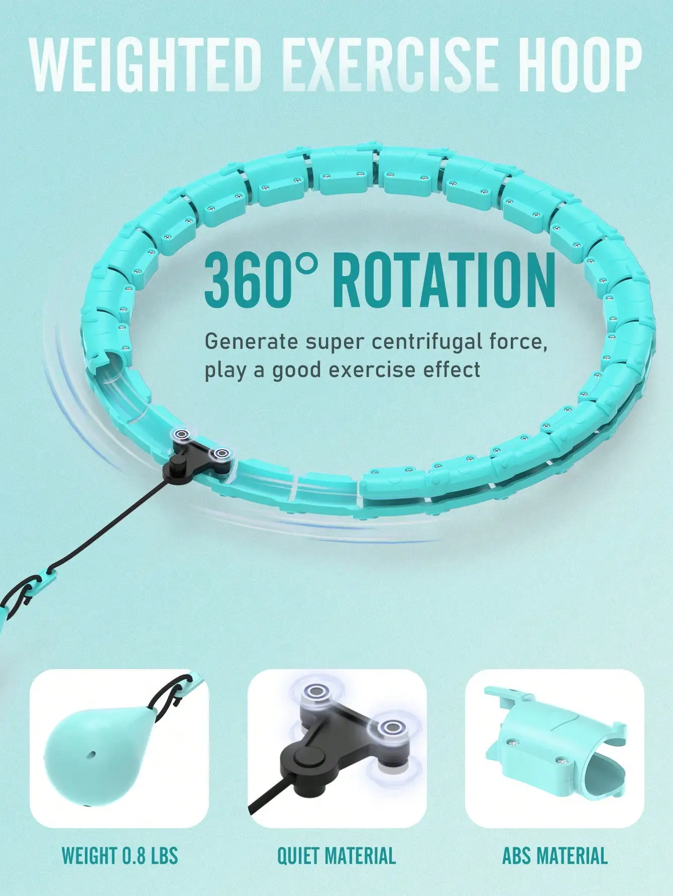 Smart Weighted Circle For Adults Weight Loss, Fitness Hoop Plus Size 47 Inch Waist, 24 Detachable Links, Suitable For Women And Beginners