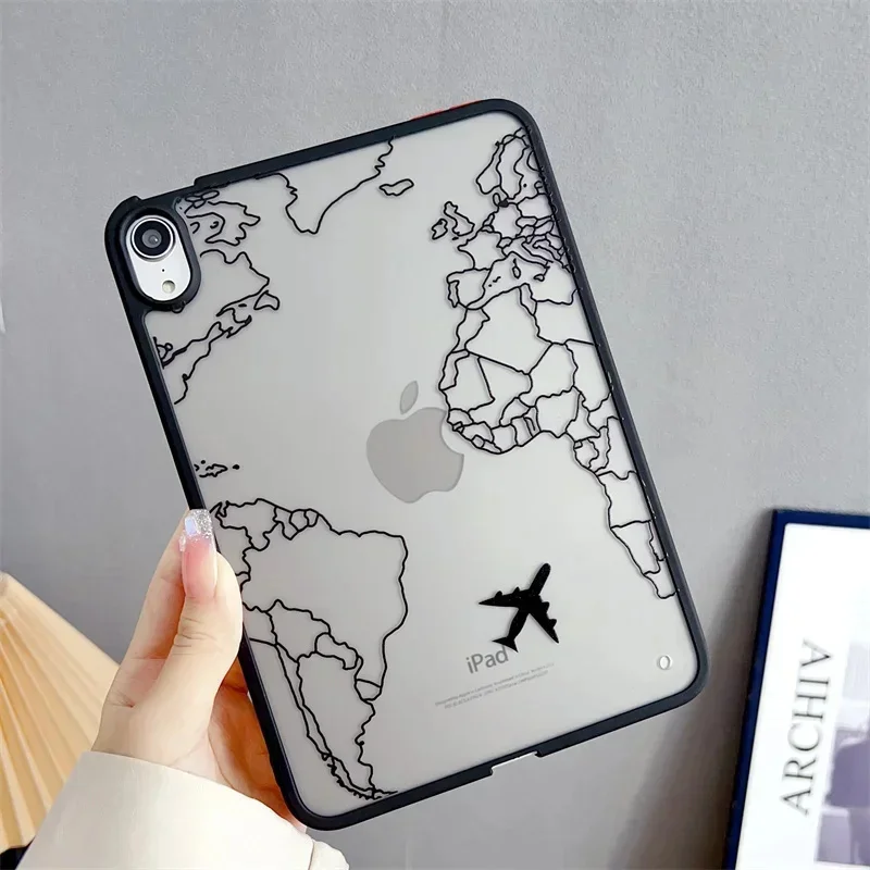 Airplane Route Leopard Tablet Case for Ipad Air 11 2024 Pro 11 10th 7th 8th 9th Gen Air 6 5 4 3 2 Pro 12.9 13 inch Matte Cover