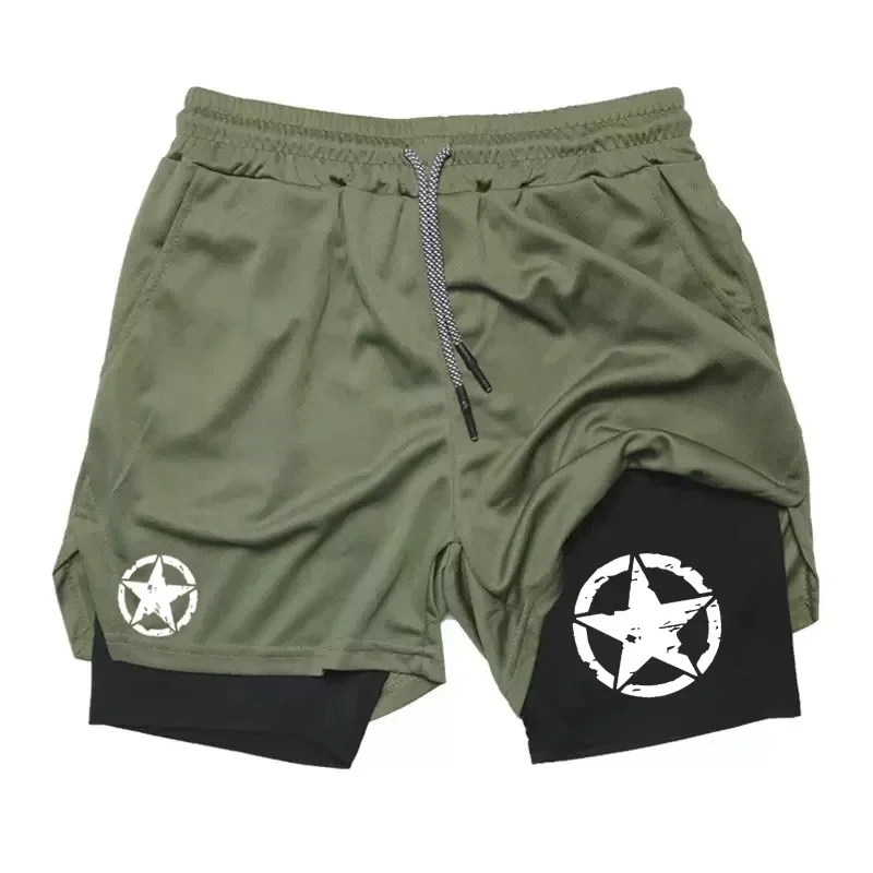 

Men's Gym Compression Shorts Boxing Printed Basketball Beach Fitness Sports Pants Double Layer Quick Drying Shorts