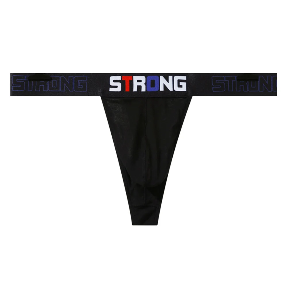 Men Sexy Elastic Low Waisted Breathable G-String Briefs Thong Lingerie Underwear Bikini Underpants Panties Solid Male Thongs