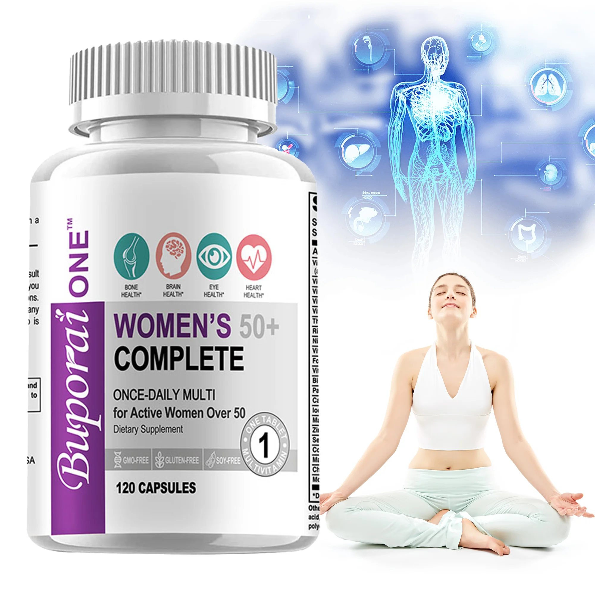 Más de 50 multivitaminas completas para mujeres: apoya la claridad mental, el enfoque y la memoria, mejora la digestión, promueve el metabolismo