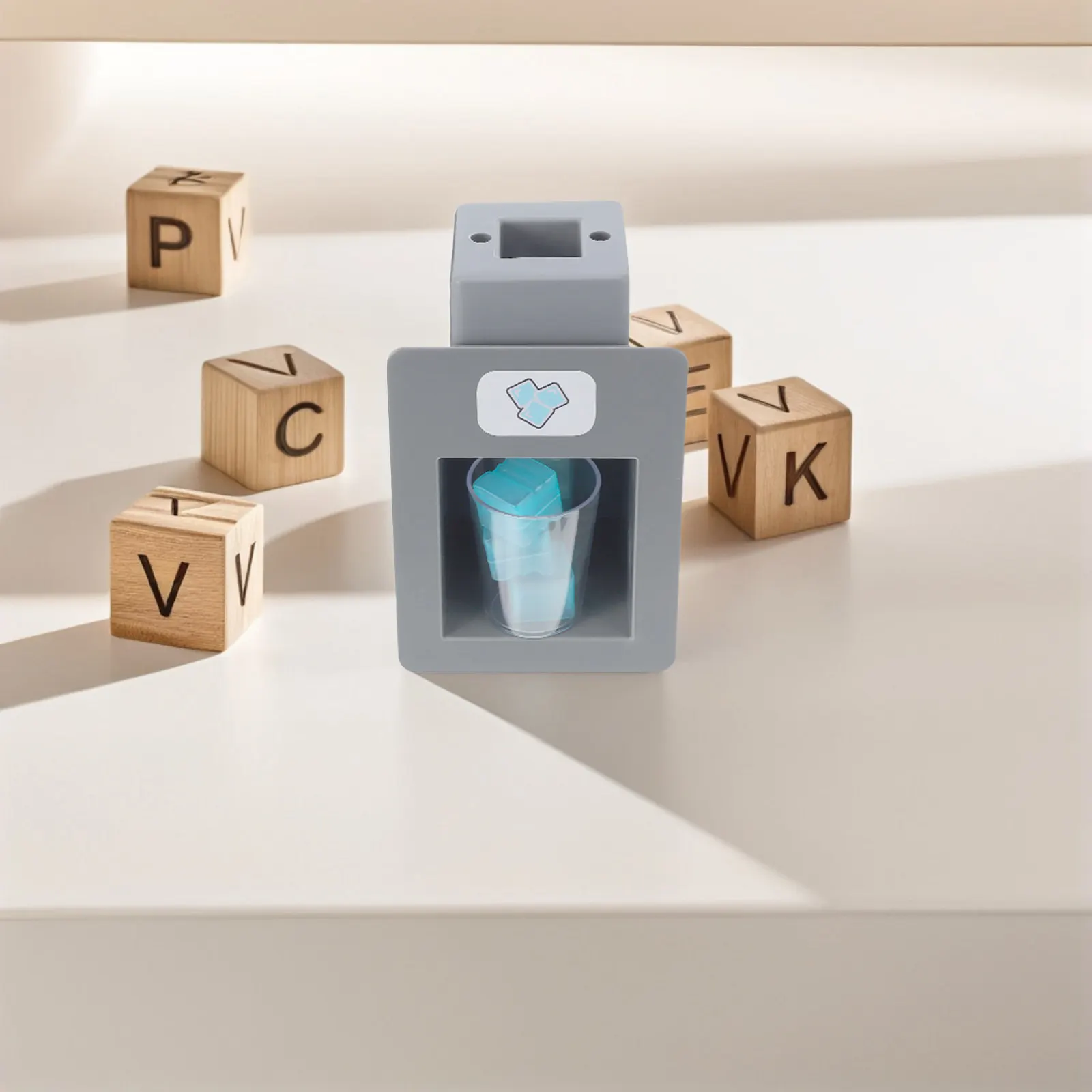 realistic-kitchen-ice-maker-playset-for-kids-gray-body-transparent-ice-cubes-toddlers-fine-motor-skills-pretend-play-household