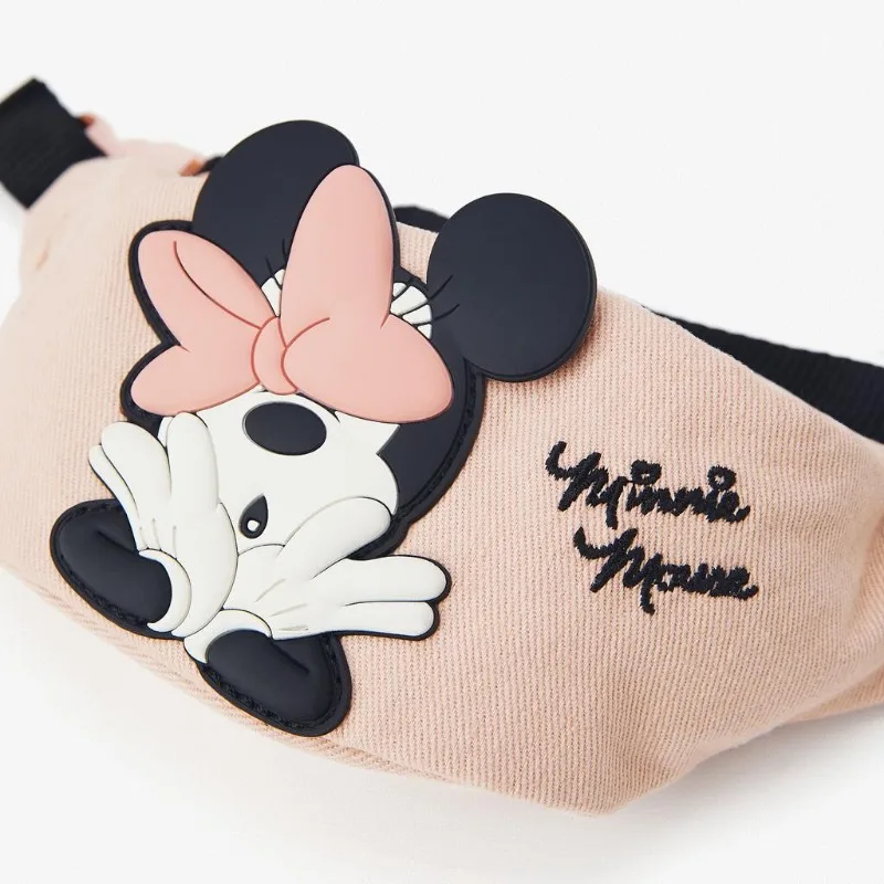 Disney New Cartoon Minnie Children\'s Mini Pink Canvas Shoulder Bag Plastic Avatar Cute Crossbody Small Waist Bag