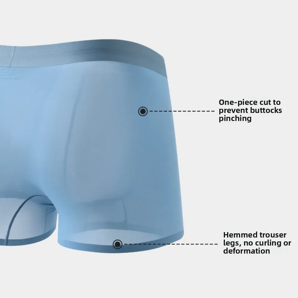 أزياء بسيطة رقيقة الرجال الحرير الملاكم ملخصات منتصف الخصر شبكة الحرير الجليد الملاكمين الملابس الداخلية الملابس الداخلية للرجال الهدايا #5