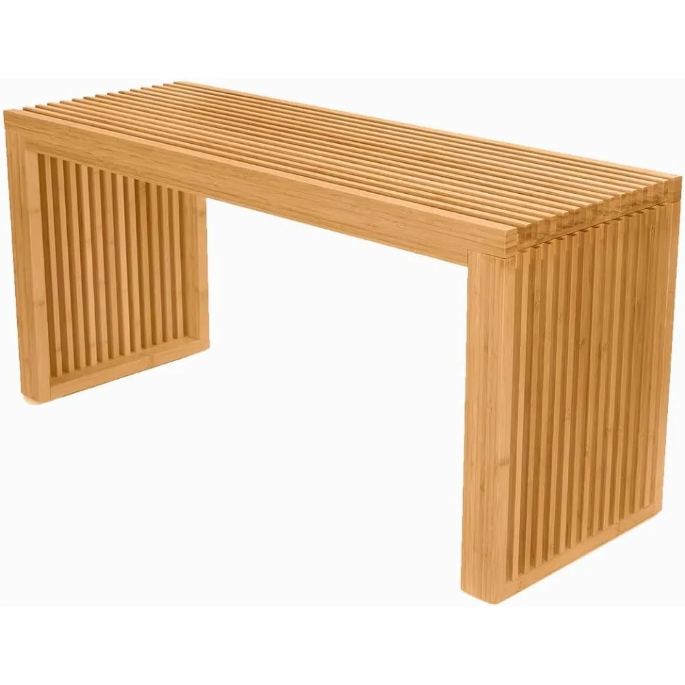 

Bamboo Dining Bench, 35 Inch Farmhouse Decor Indoor Kitchen Table Bench with Outdoor & Entryway Functionality