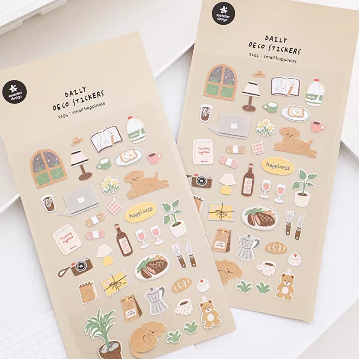 Koreanischer Import Suatelier Daily Small Happiness Papiersticker für Scrapbooking, DIY, Journal, Schreibwaren, Deko und Schulbedarf