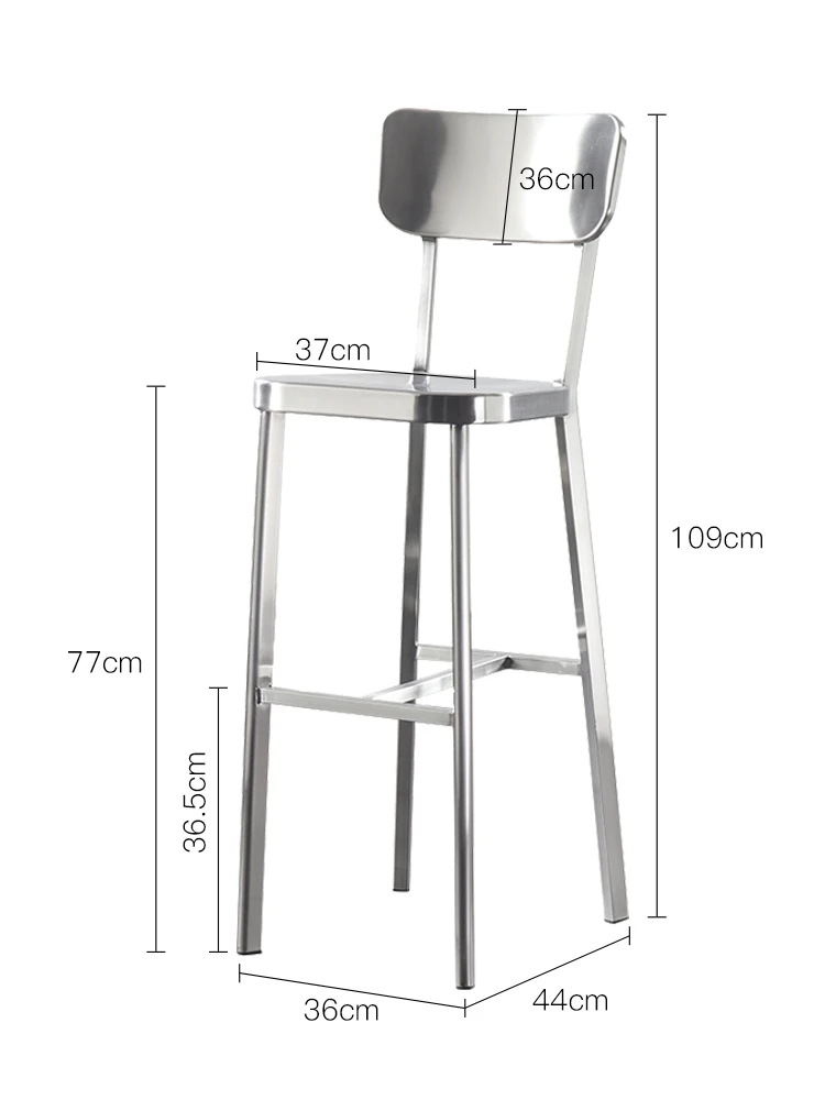 Modern minimalist stainless steel high foot bar chair