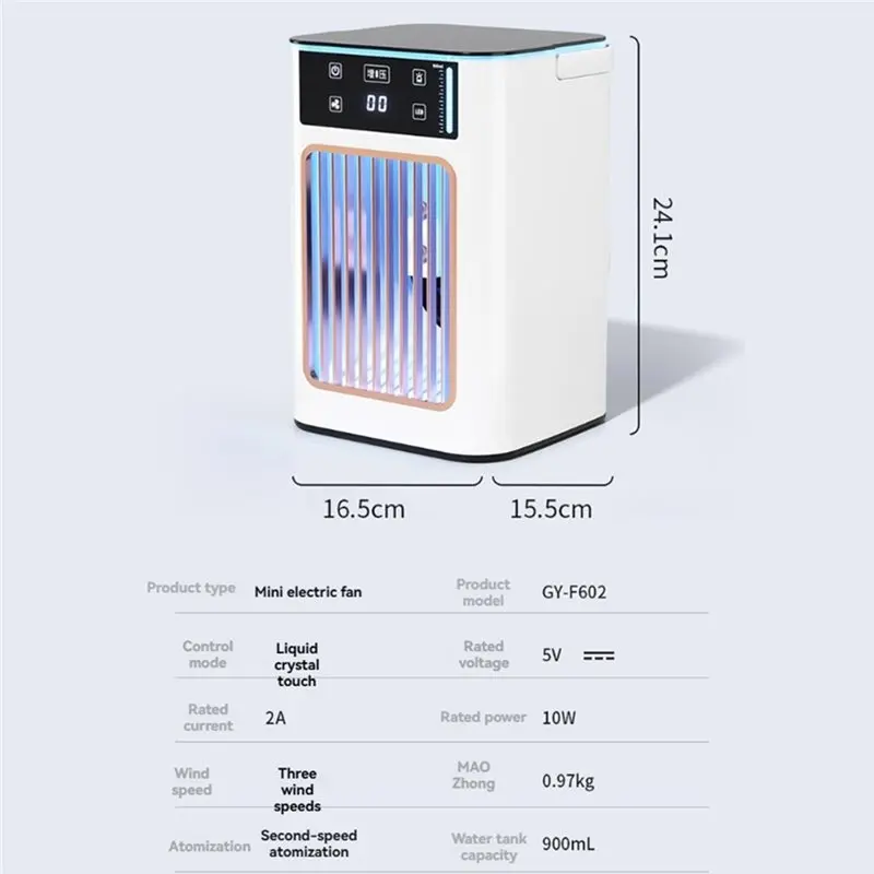 USB Air Cooler Portable Desktop Cooling Fan With Humidifier 900ML Water Tank & Ice Box For Bedroom Offices-Y48A