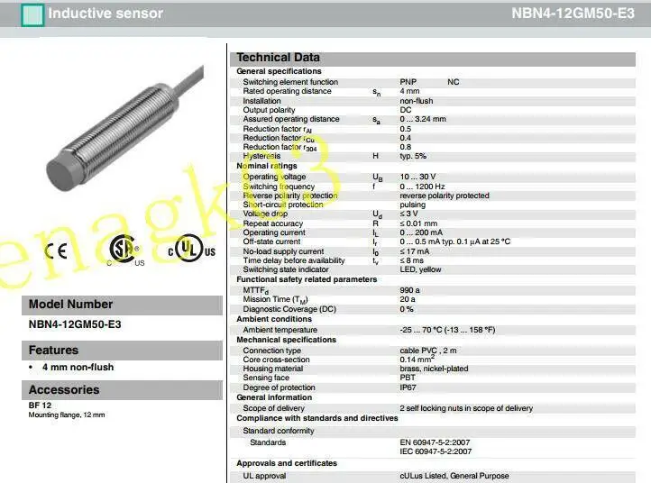 

Original Proximity Switch Nbn4-12gm50-e3 Metal Induction Switch Sensor