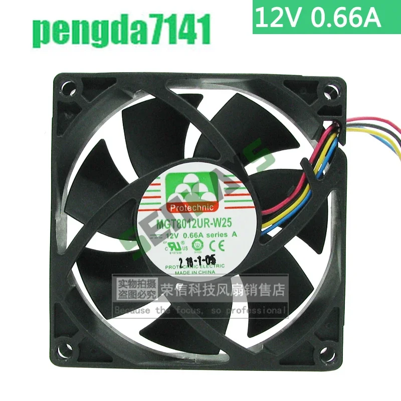 

8025 80MM 80*80*25MM Comptuter CPU Cooling Fan Protechnic MGT8012UR-W25 Like Cooler Master FA08025M12LPA 12V 0.66A With 4pin