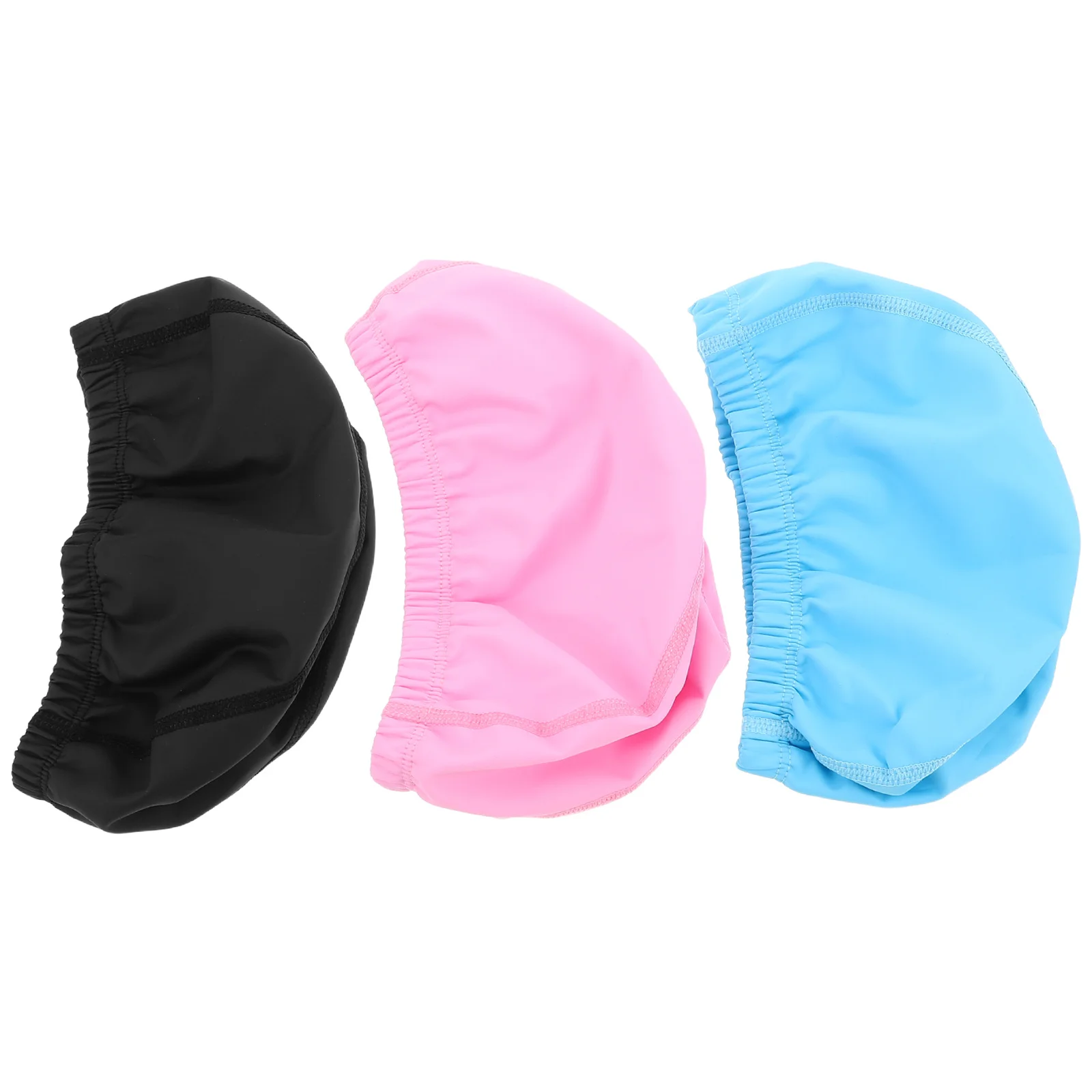 

3Pcs Adult Swim Caps PU Waterproof Breathable Large Elastic Bathing Hats Anti-Slip for Men Women Hair Cover Pool Swimming