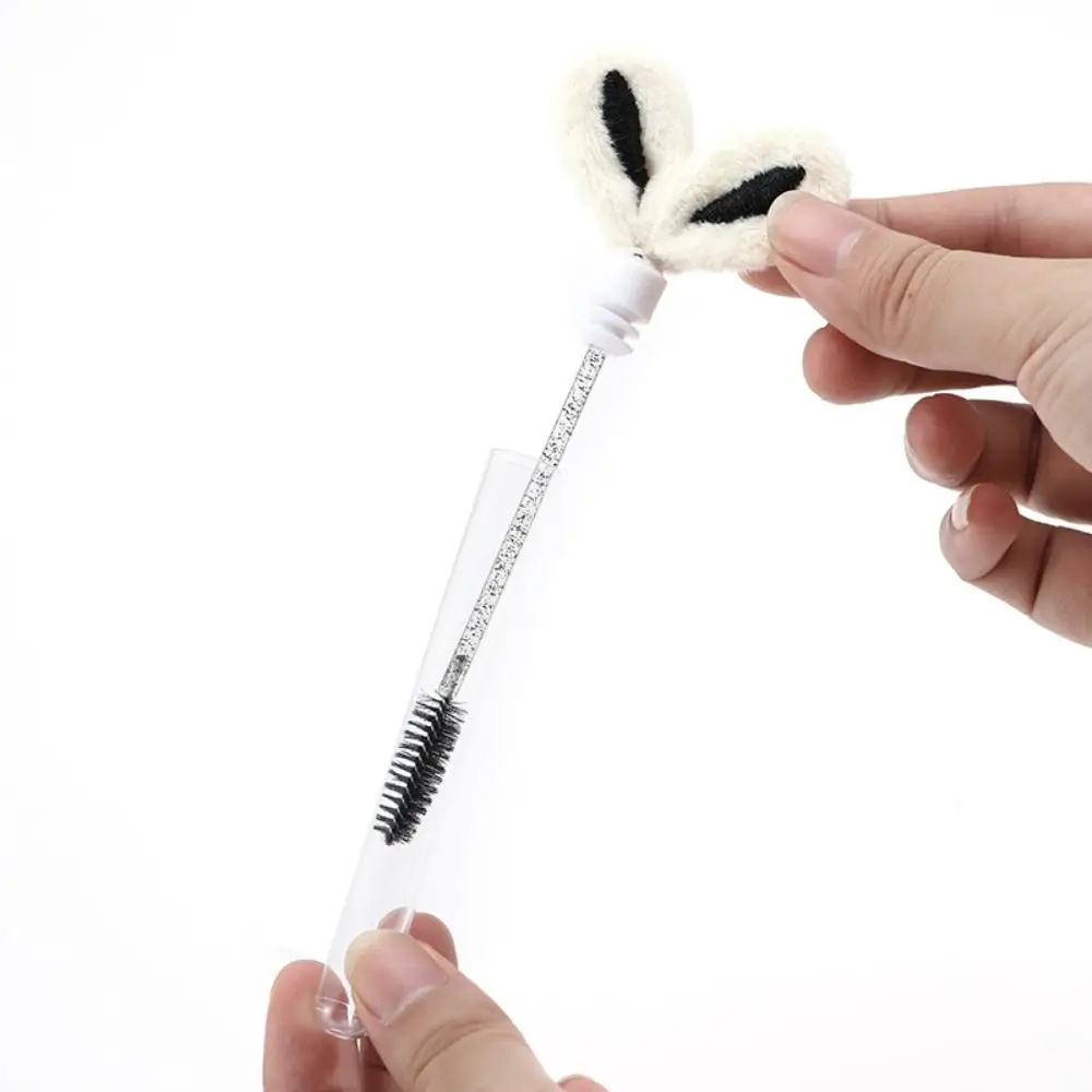 Pettine rotondo Denti Orecchie di coniglio Pennello per mascara Tubo trasparente multicolore Spazzola per ciglia Tubo riutilizzabile Bacchetta per mascara glitterata creativa