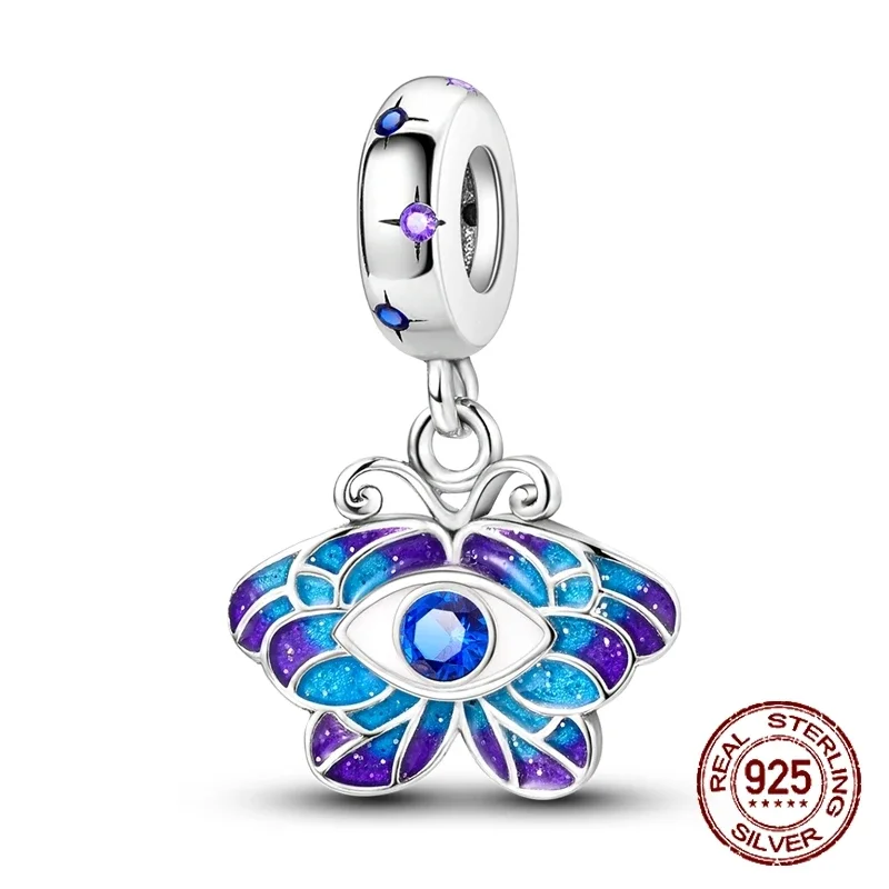 Mode 925 perak fantasi warna-warni seri kupu-kupu liontin manik-manik jimat cocok Pandora 925 gelang asli perhiasan diy membuat