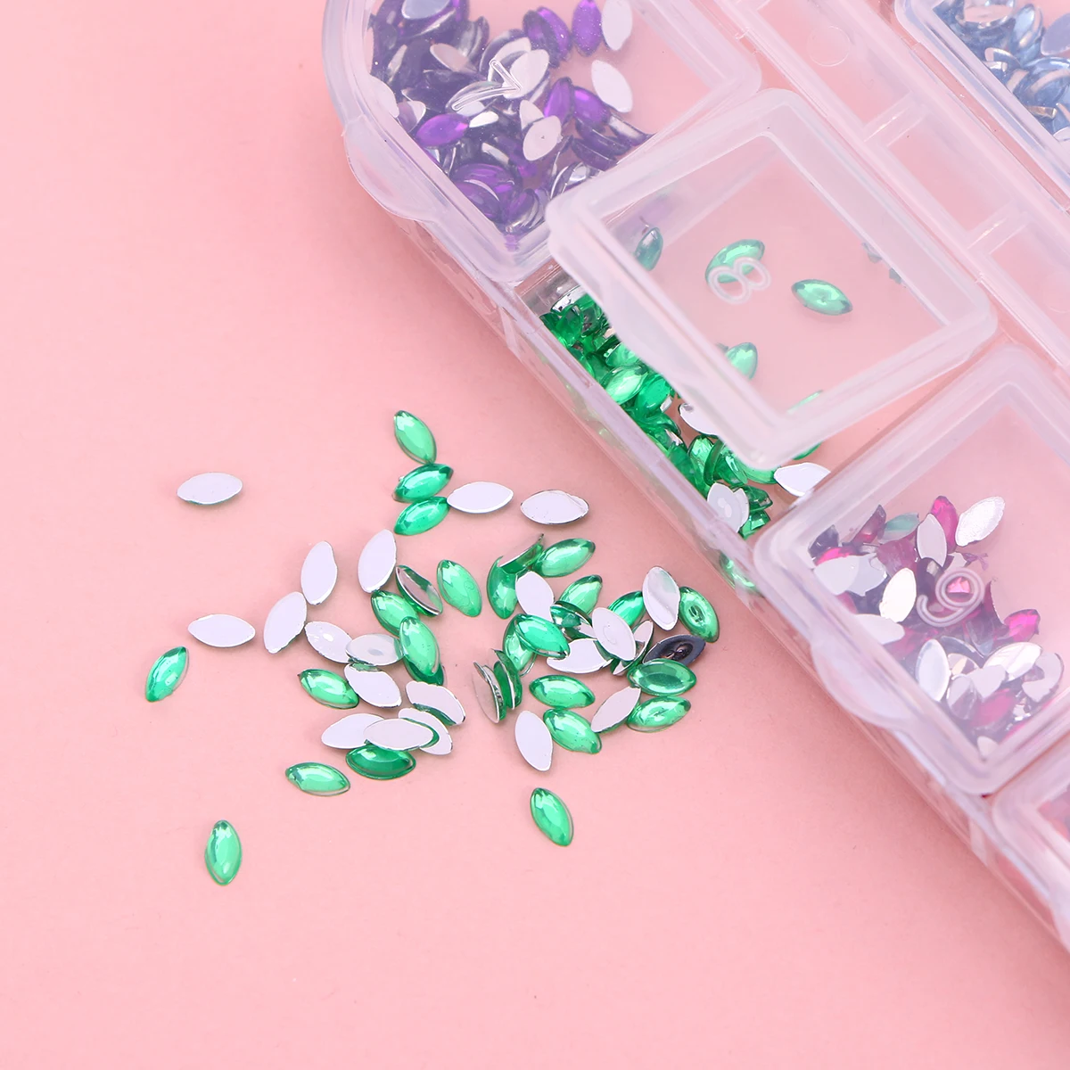 

12 Colors Iridescent Nail Rhinestones Gems Shiny Crystal Decorations Flat Back Manicure Art Accessories For Home Salon