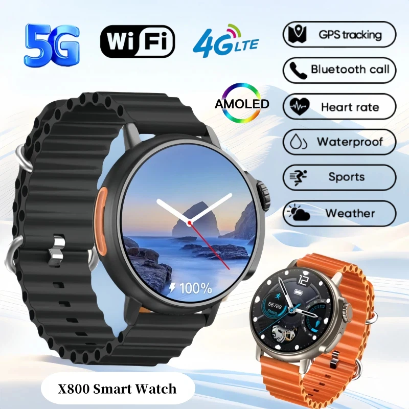

New X800 Android Smartwatch 4G Network Bluetooth Calling Unisex Design 2MP Camera 360x360 Display Heart Rate Monitoring GPS WiFi