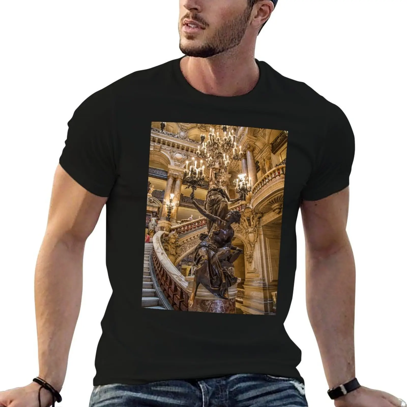 Francia. París. Ópera Garnier. Lámpara de araña. Camiseta para hombre, camiseta personalizada para hombre, camiseta de algodón grueso
