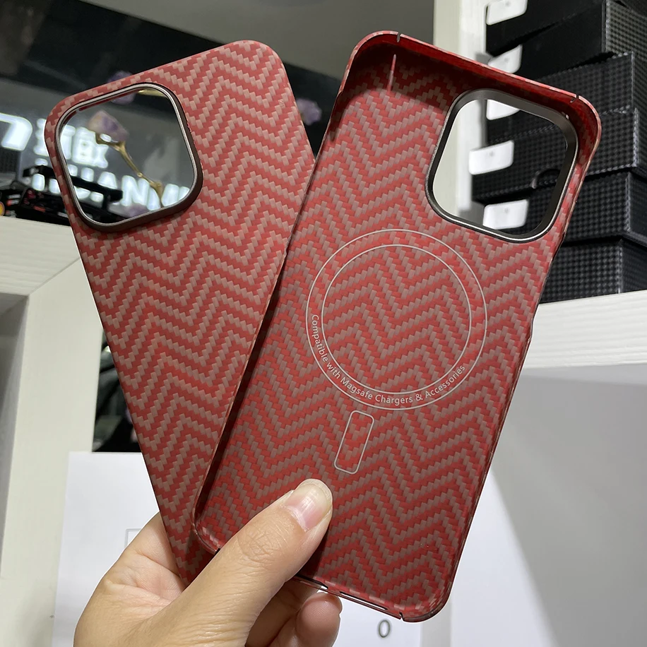 

Real Carbon Fiber For iPhone 14Pro/15 Pro max Case Magnetic wireless charging Aramid Fiber Cover For iPhone 15Pro Max Case coque