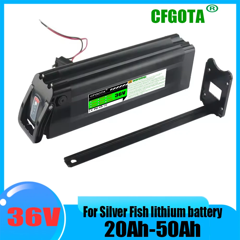 36V Battery Pack 20-50Ah Silver Fish Li-Ion Batter with 2A Charger, for Silverfish 250W-1000W Bafang Motor