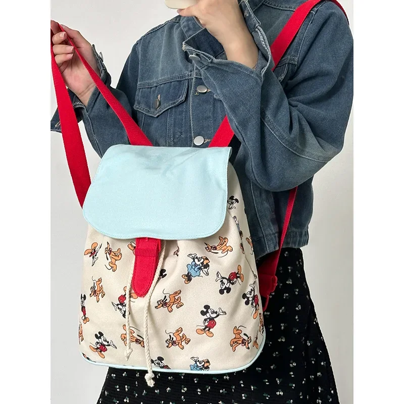 

Disney Mickey Mouse Cute Mickey Schoolbag Student Class Shoulder Bag Fashion Casual Canvas Travel Shoulder Bag Handbag