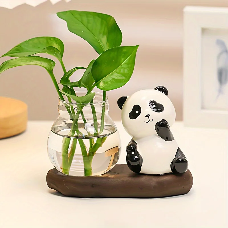 Picture 4: 1 panda hydroponic ornament, cute shape, desktop decoration, easy installation, suitable for desks, offices, etc