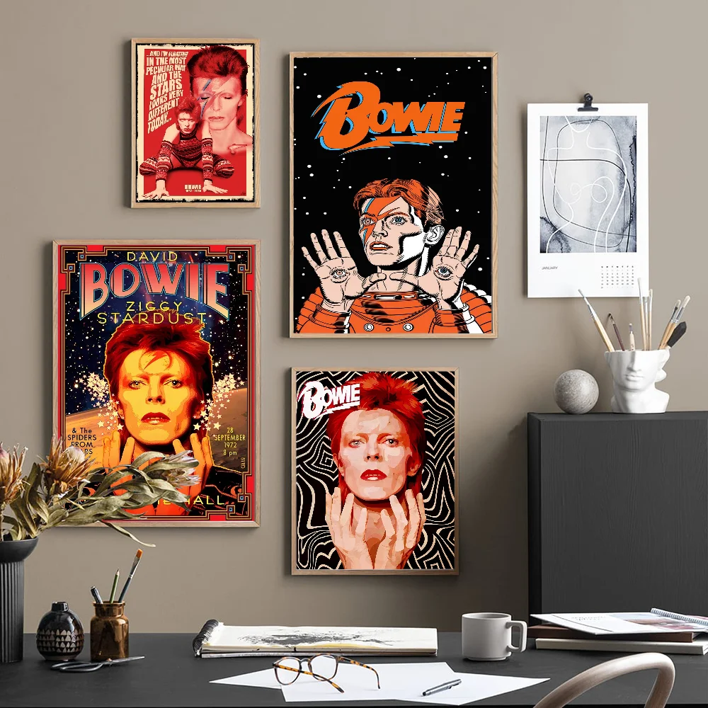 Rock Singer D-David_B-Bowie Classic Vintage Posters Whitepaper Prints Posters Artwork Kawaii Room Decor