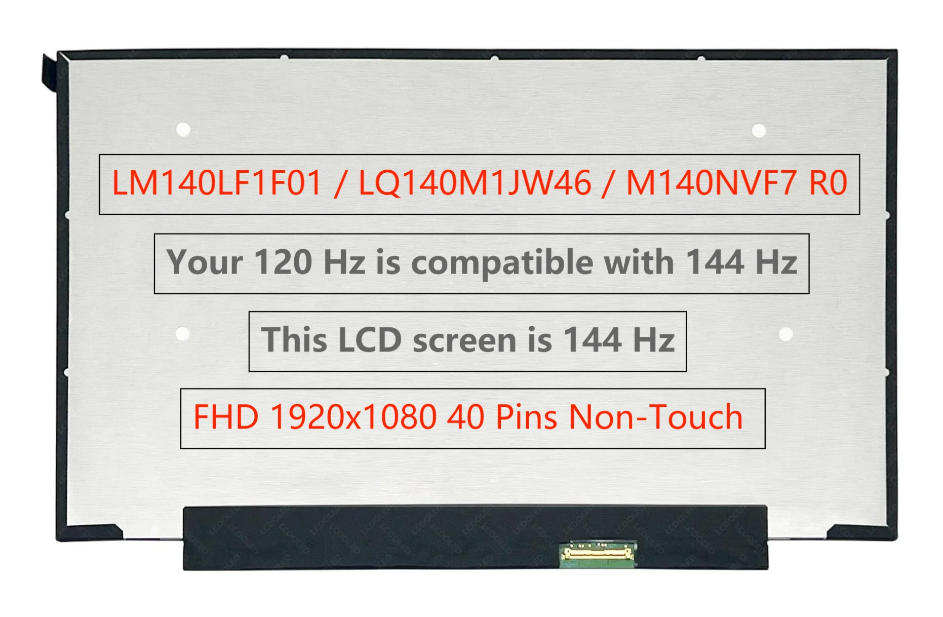 LM140LF1F01 / LQ140M1JW46 / M140NVF7 R0 120 Hz 14.0'' FHD IPS LCD Screen Display Panel Matrix Non-Touch 1920X1080 40 Pins