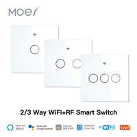 MOES WiFi Wall Touch Light Switch RF433 Wireless Remote Control Tuya/Smart Life App Backlight Alexa Google Voice EU 1/2/3 Gang