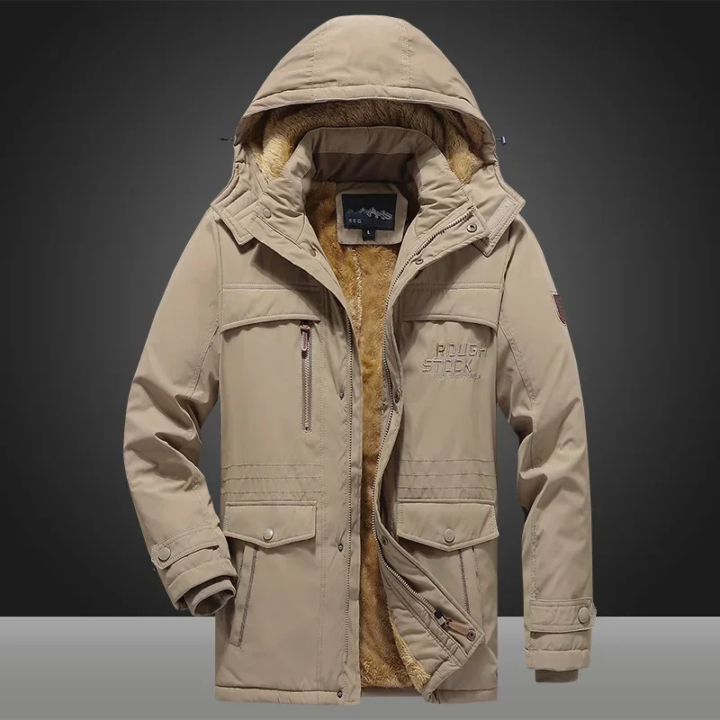 Winter Thickened Parka Coat Thermal Padded Jacket with Hood Windproof Warm Long Sleeve Outdoor Clothes Available