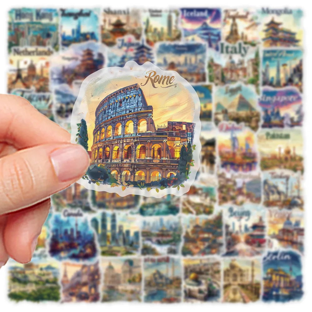 10/50 stuks Cool Global Travel City Landscape Stickers Decals DIY Telefoon Laptop Gitaar Briefpapier Skateboard Speelgoed Waterdichte Sticker