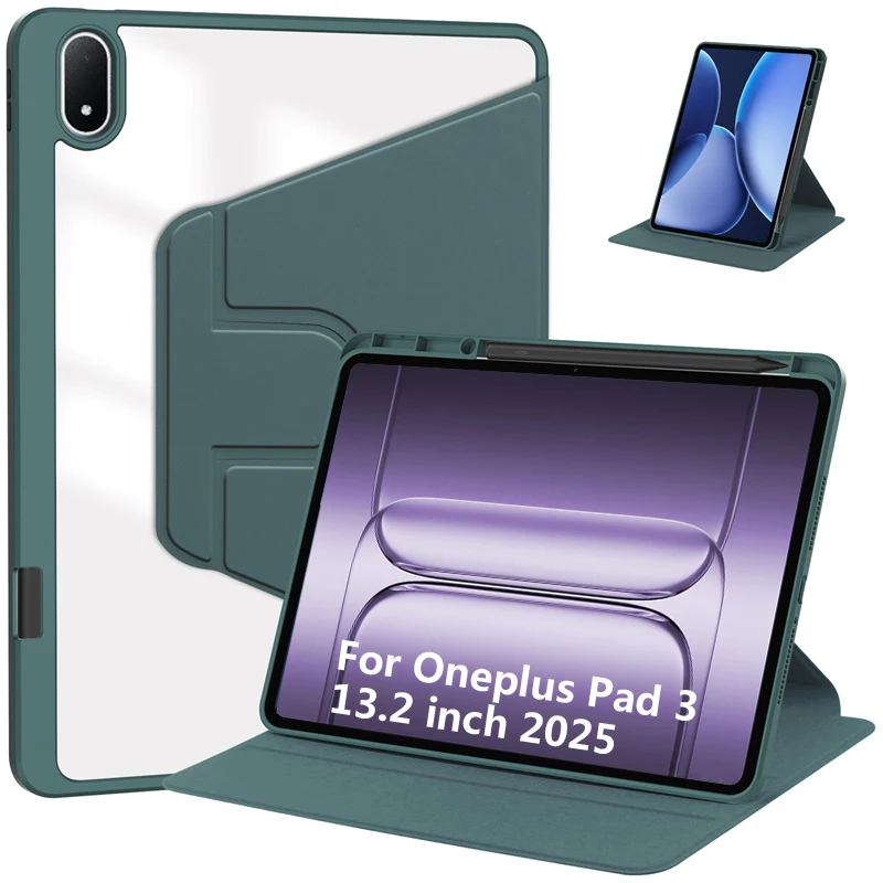 

For Oneplus Pad 3 Case with Pen Holder 360 Rotating Acrylic Stand Cover For OnePlus Pad 3 / OPPO Pad 4 Pro 13.2 inch Case Coque