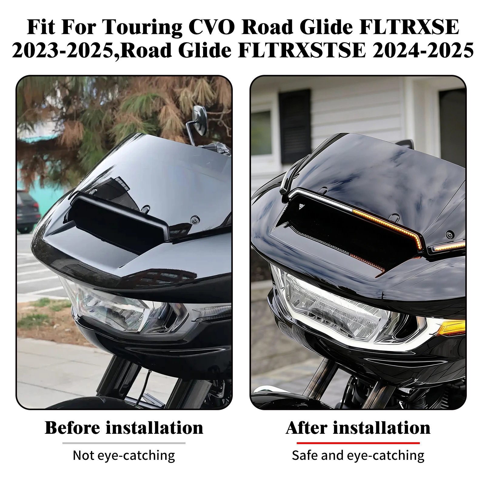Motorcycle Windshield Center LED Running Turn Signal Lamp For Harley Road Glide CVO FLTRXSE 23-Up FLTRX  24-25 Fairing Light Bar