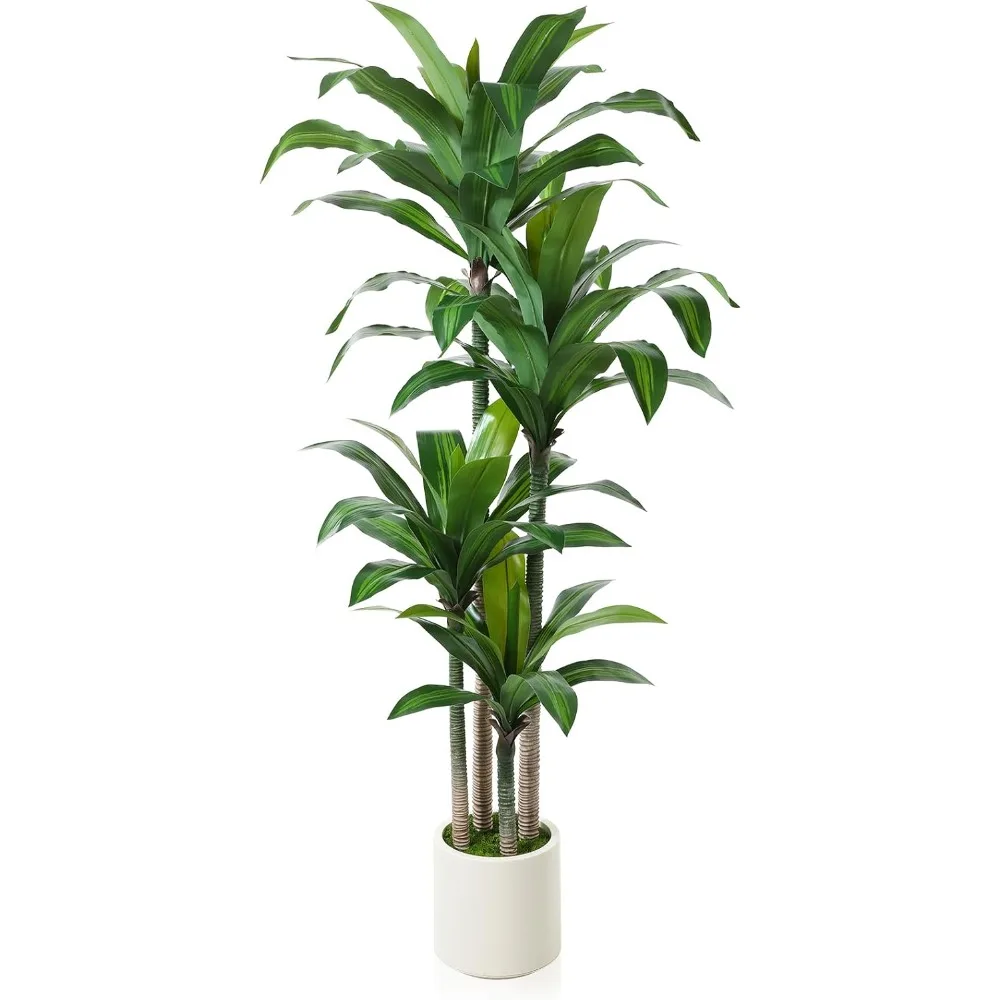 

Artificial Dracaena Tree 6ft,Tall Fake Dracaena Plants with White Planter,Faux Dragon Tree Indoor Floor Plant for Home Decor