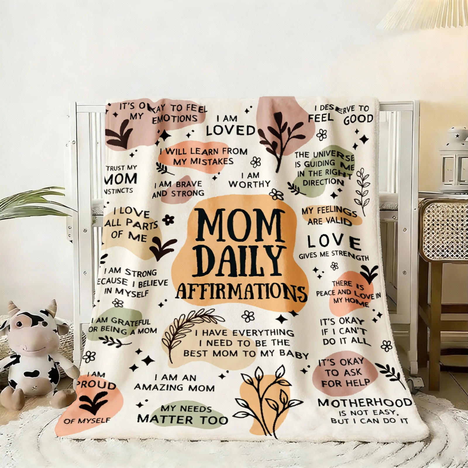 Mothers Day Gift Blanket for Mom Daily Affirmations Throw Blanket Inspirational Self Love Gift for Mother from Daughter Son