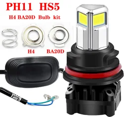 PH11 HS5 BA20D H4 LED Headlight Bulb kit for Motorcycle ATU Suzuki Kawasaki Honda,24 Watts High Low Beam LED Bulbs.1-Pack.