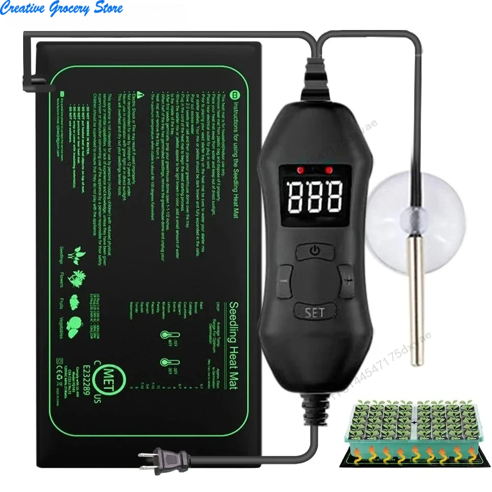 50W EU Thermostat réglable semis tapis chauffant plantes pépinière coussin chaud pour intérieur graine démarreur Germination grandir chaleur