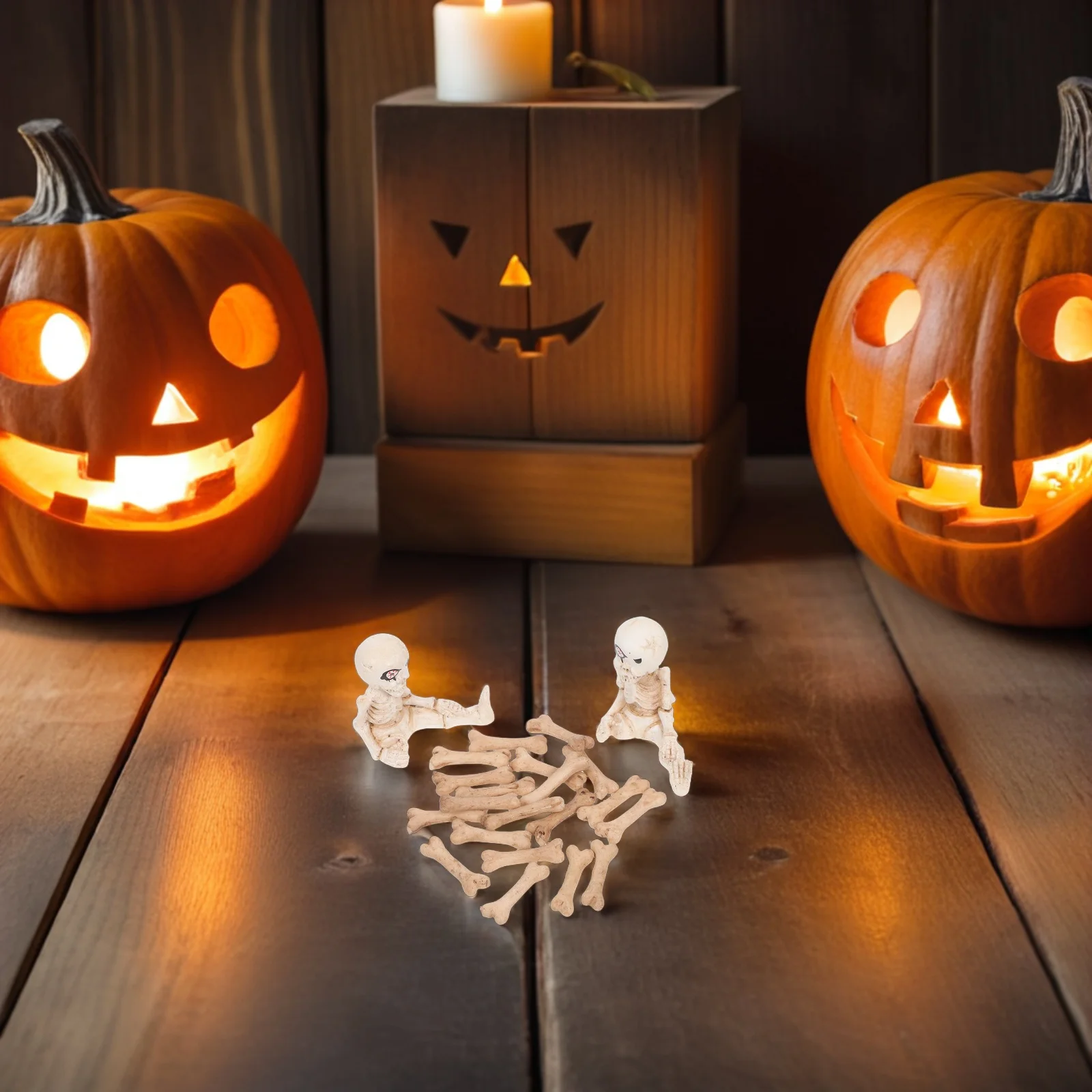 

22 Pcs Halloween Decorations Prank Props for s Skull Mini Figurine Beige Figures Party Supplies