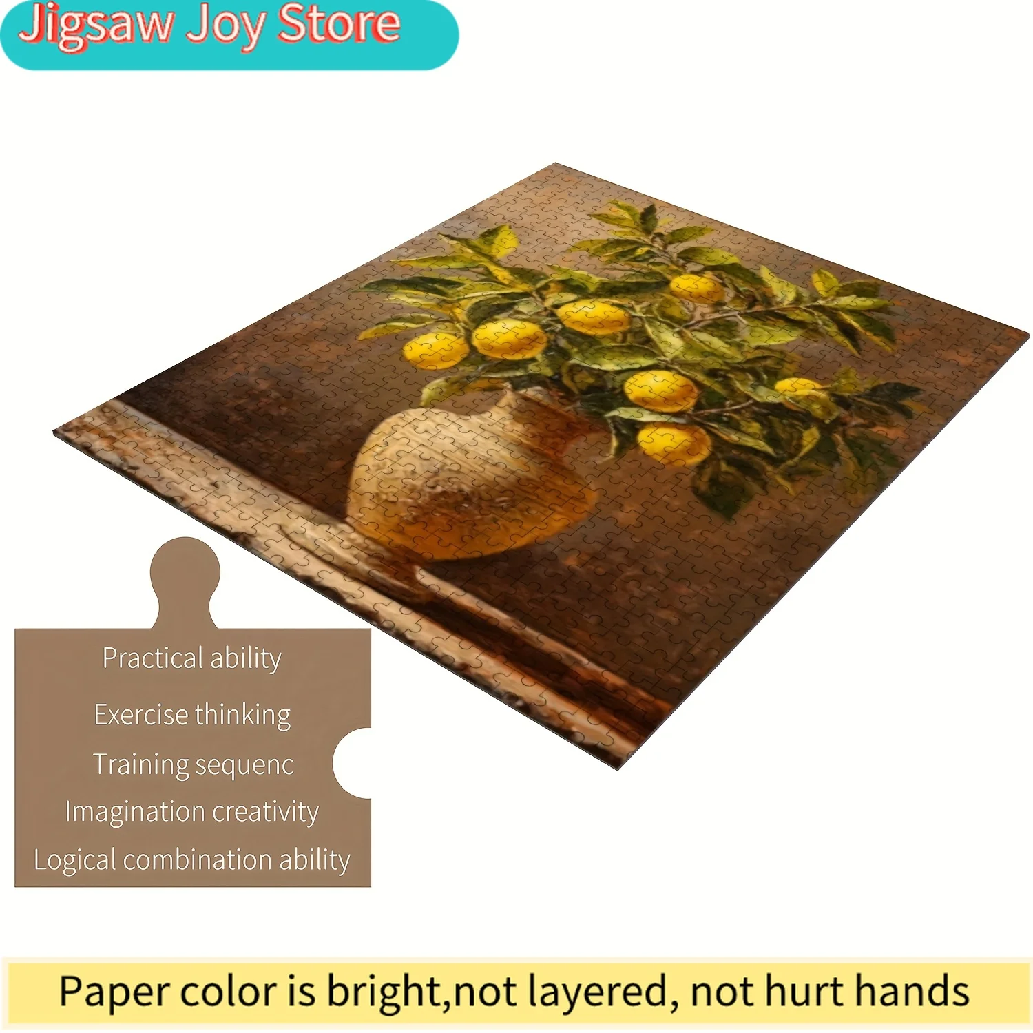 

Lemon Tree Jigsaw Puzzle for & Families - Wooden Craft with Perfectly Connected Pieces, Encourage Wisdom & Patience, Rustic D