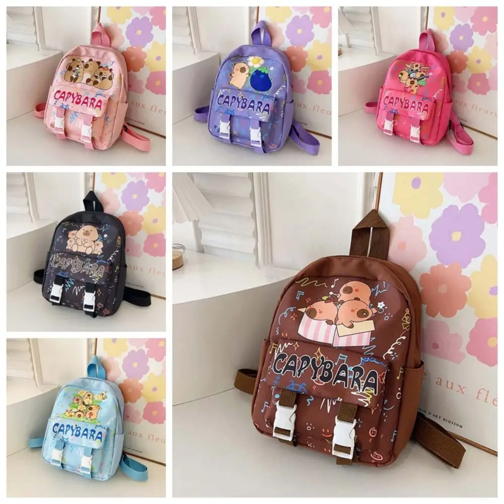 Thickened Capybara Backpack Wide Straps Lightweight Cartoon Animal Daypack Foldable Nylon Large Capacity School Bag Gifts